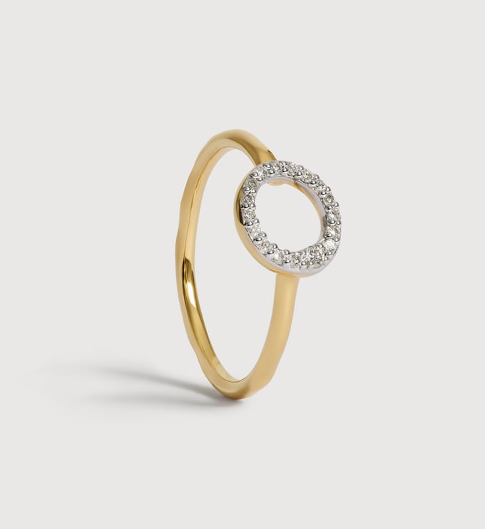Gold Vermeil Riva Mini Pavé Diamond Ring - Lab Grown Diamond - Monica Vinader