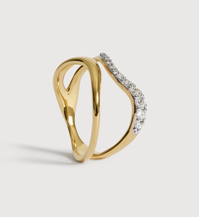 Gold Vermeil Riva Pavé Diamond Wrap Ring - Lab Grown Diamond - Monica Vinader
