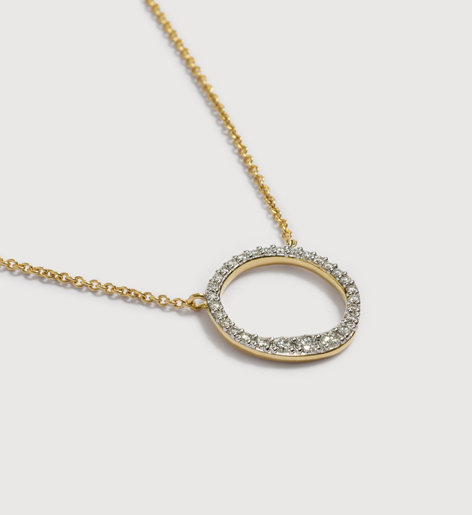 Gold Vermeil Riva Pavé Round Diamond Chain Necklace - Lab Grown Diamond - Monica Vinader