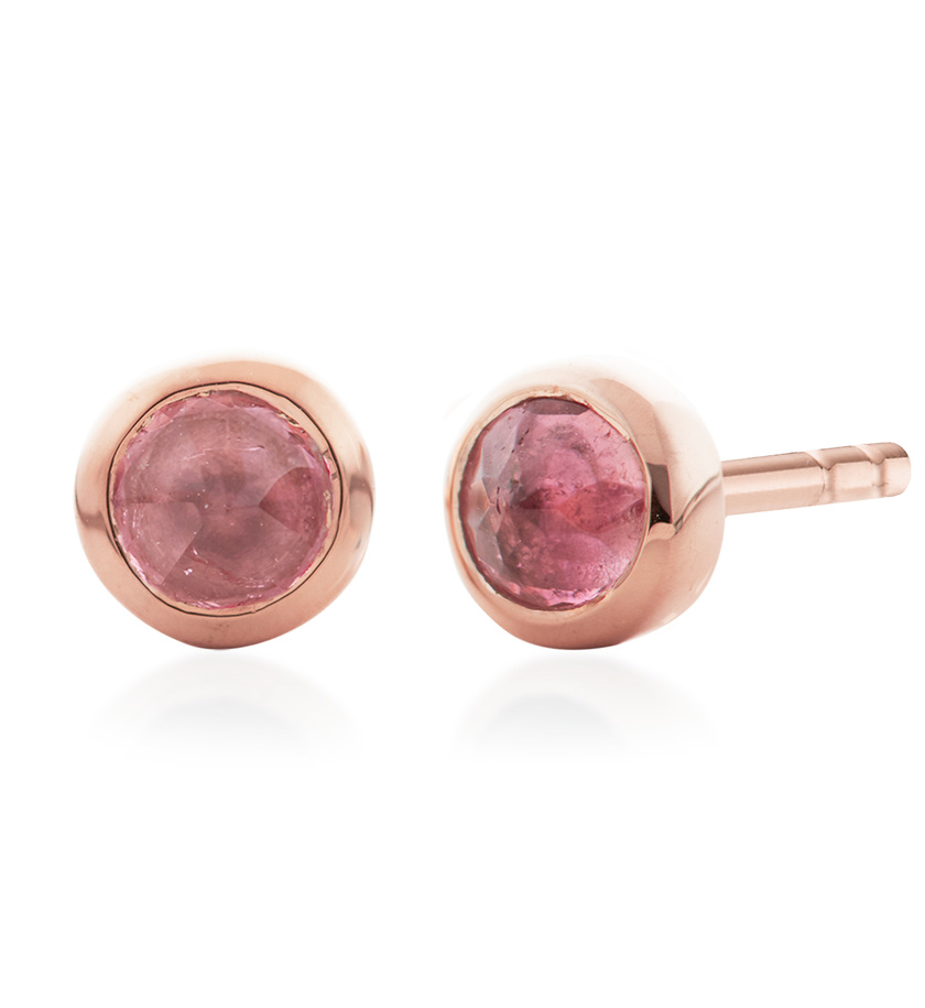 Mini Gem Stud Earrings in 18ct Rose Gold Vermeil on Sterling Silver and