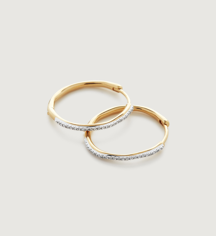 Riva Diamond Medium Hoop Earrings in 18k Gold Vermeil on Sterling