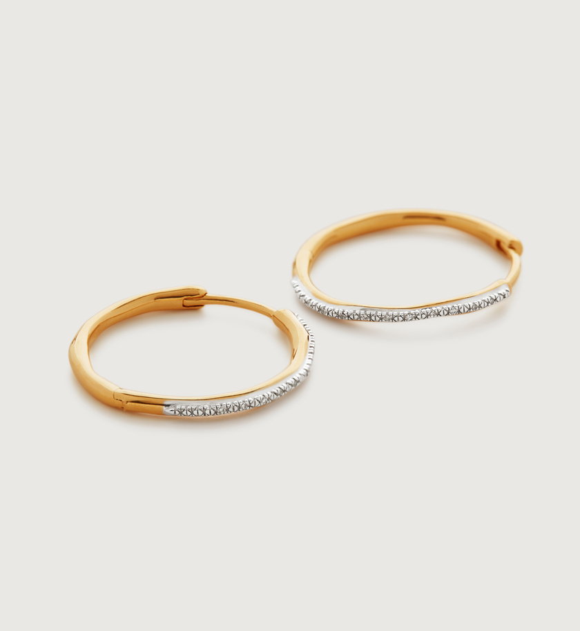 Riva Diamond Medium Hoop Earrings in 18k Gold Vermeil on Sterling