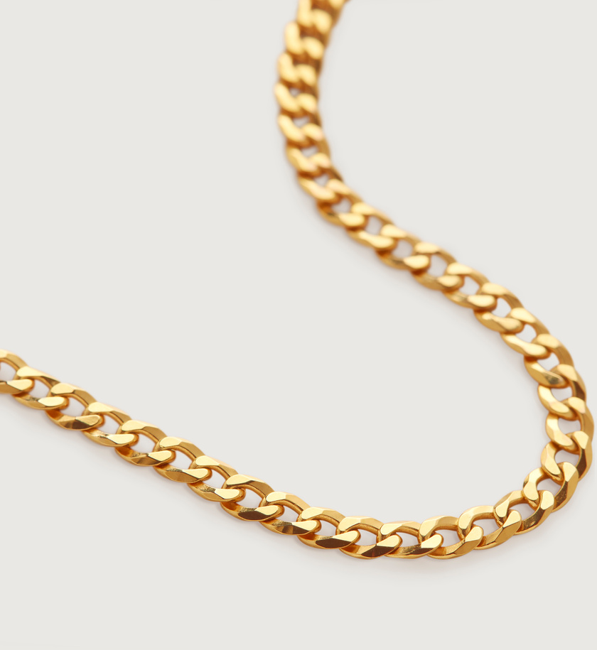 Flat Curb Chain Necklace 4146cm/1618' in 18k Gold Vermeil on Sterling
