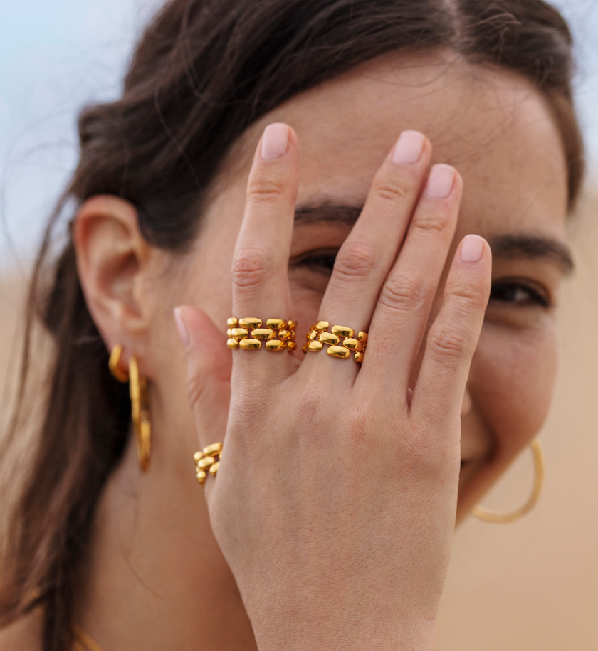 Heirloom Woven Chain Ring in 18ct Gold Vermeil on Sterling Silver