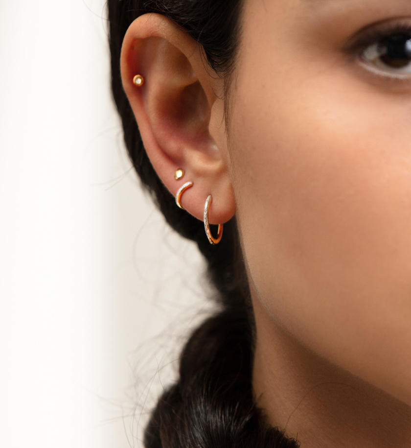 Riva Diamond Small Hoop Earrings in 18k Gold Vermeil on Sterling Silver