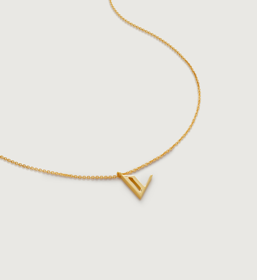 Initial V Necklace Adjustable 4146cm/1618' in 18k Gold Vermeil on