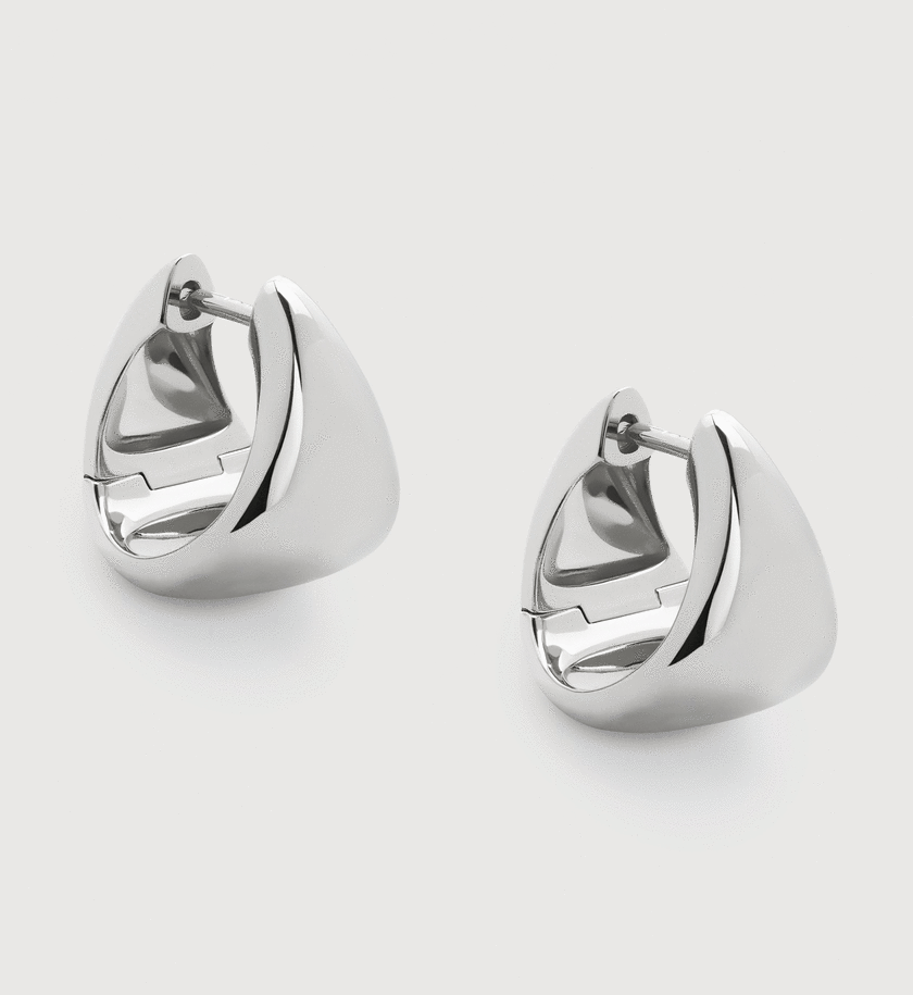 Pebble Edge Small Hoop Earrings, Silver/Gold main image 1