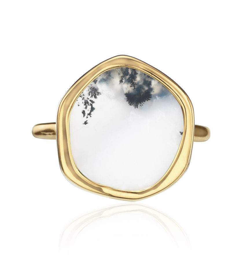 Atlantis Gem Ring in 18ct Gold Vermeil On Sterling Silver and Dendritic ...