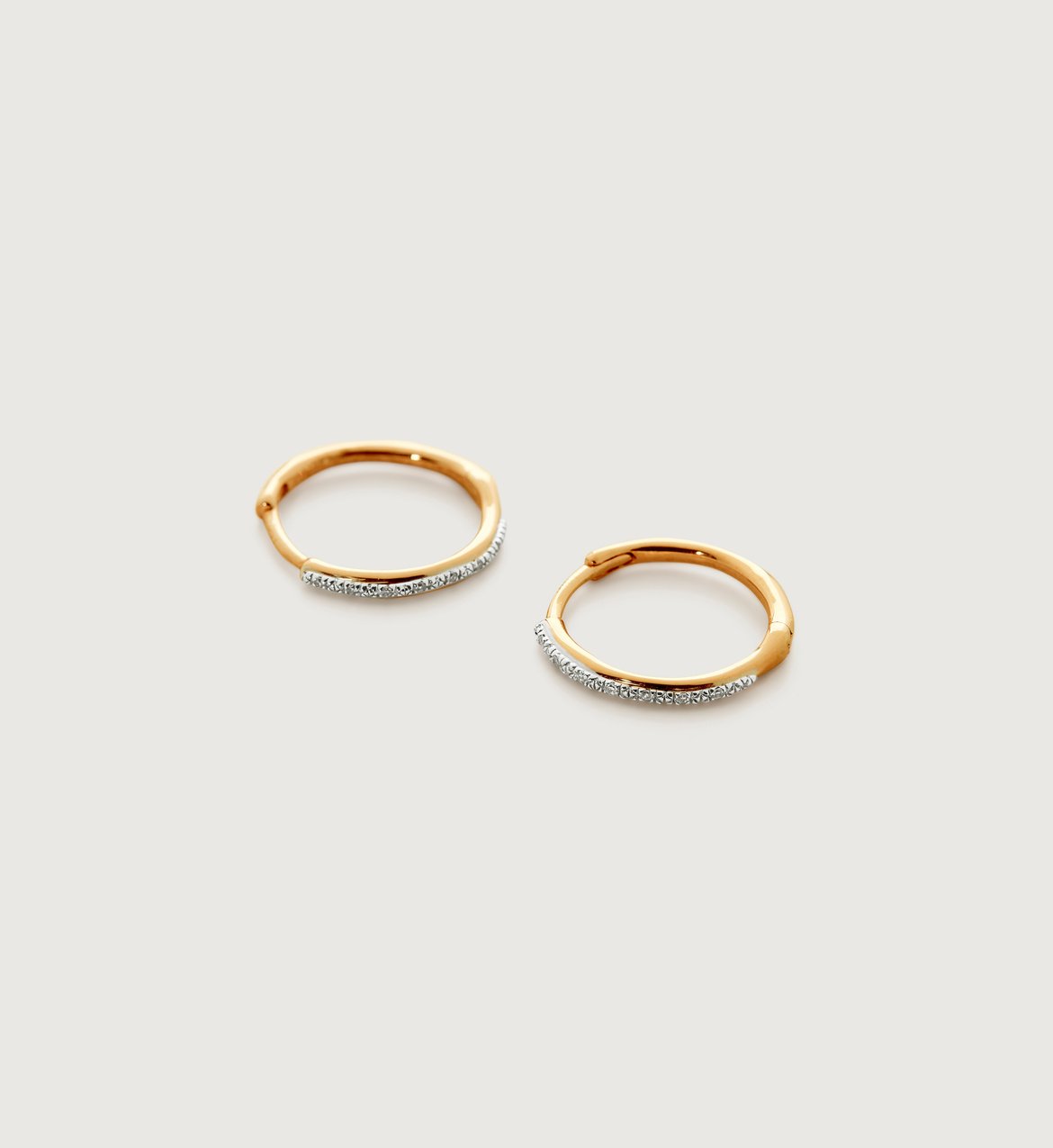 Riva Diamond Small Hoop Earrings in 18k Gold Vermeil on Sterling Silver