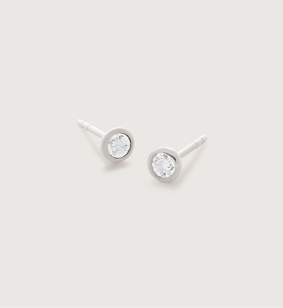 VICTORIA SILVER DIAMOND STUD MINI EARRINGS