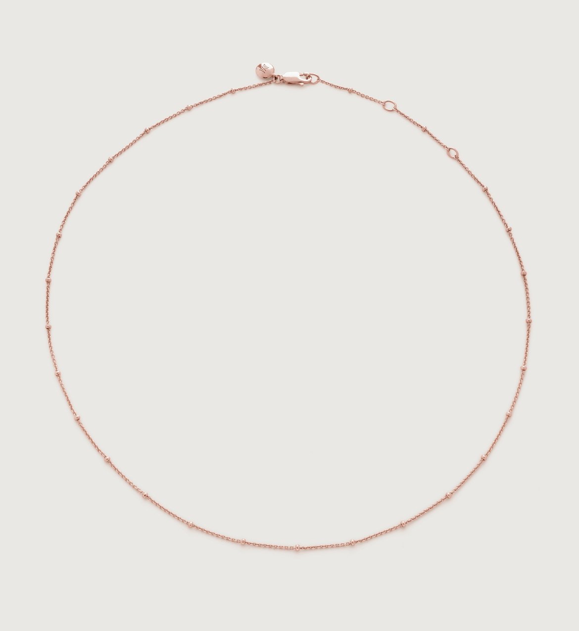 Fine Beaded Chain Necklace Adjustable 4146cm/1618' in 18k Rose Gold