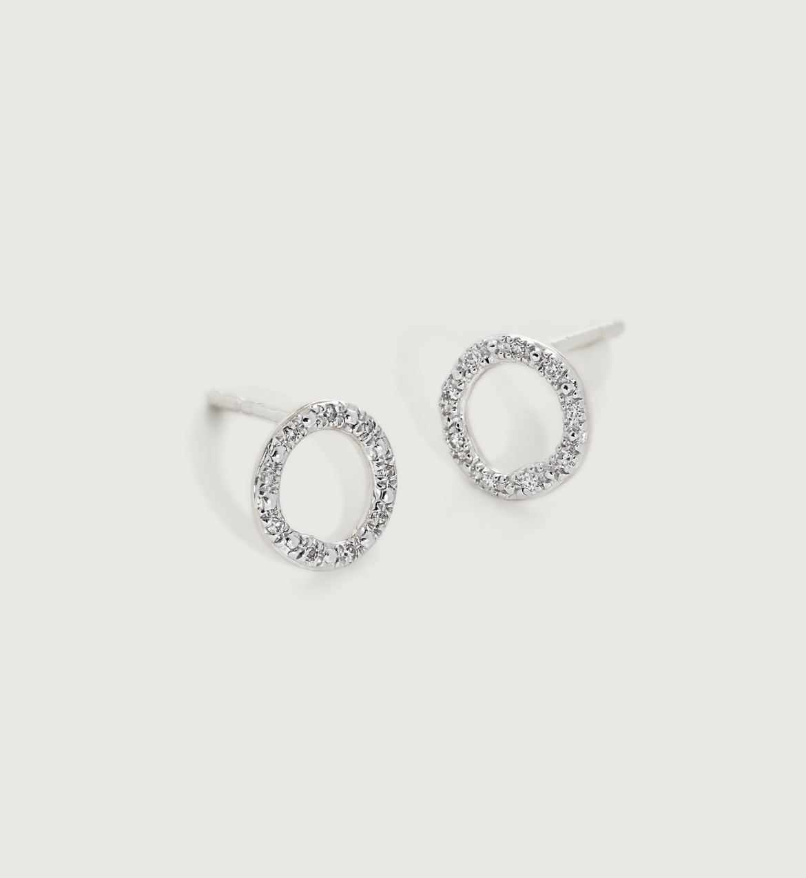 Riva Diamond Circle Stud Earrings in Sterling Silver and Diamond Jewellery by Monica Vinader