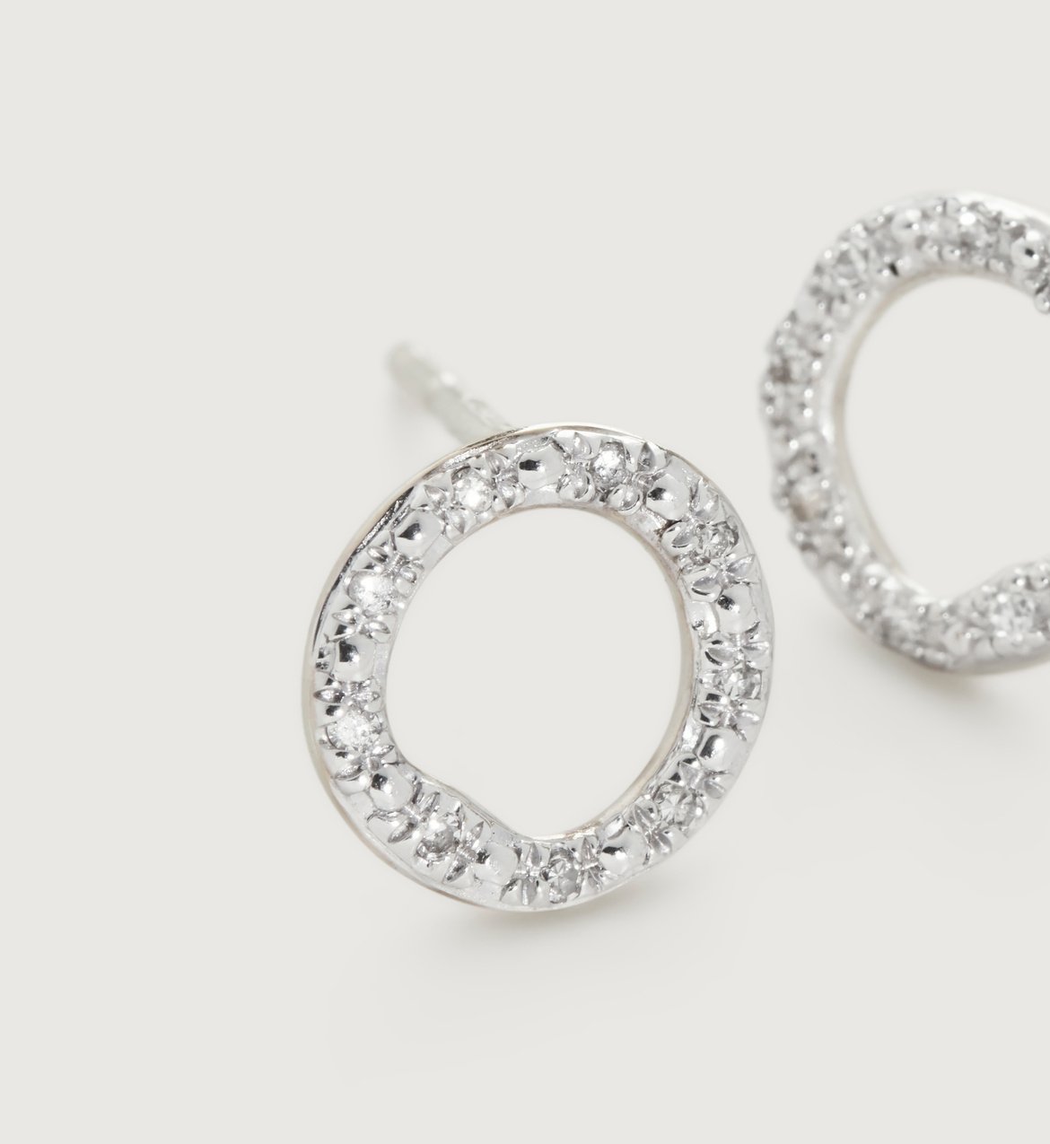 Riva Diamond Circle Stud Earrings in Sterling Silver and Diamond Jewellery by Monica Vinader