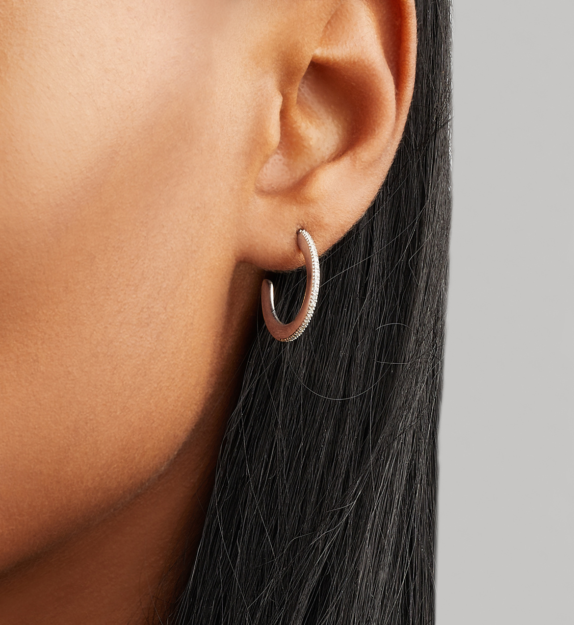 Fiji Skinny Hoop Diamond Earrings in 18ct Rose Gold Vermeil On Sterling