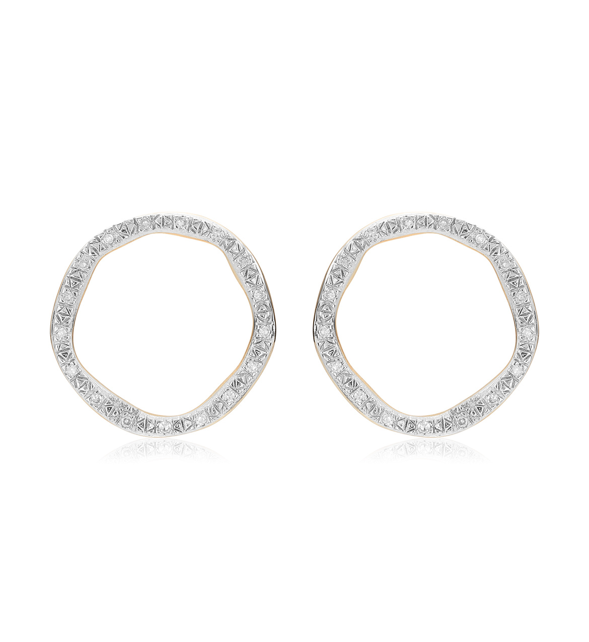 Riva Large Circle Stud Diamond Earrings in 18ct Gold Vermeil on Sterling Silver and Diamond