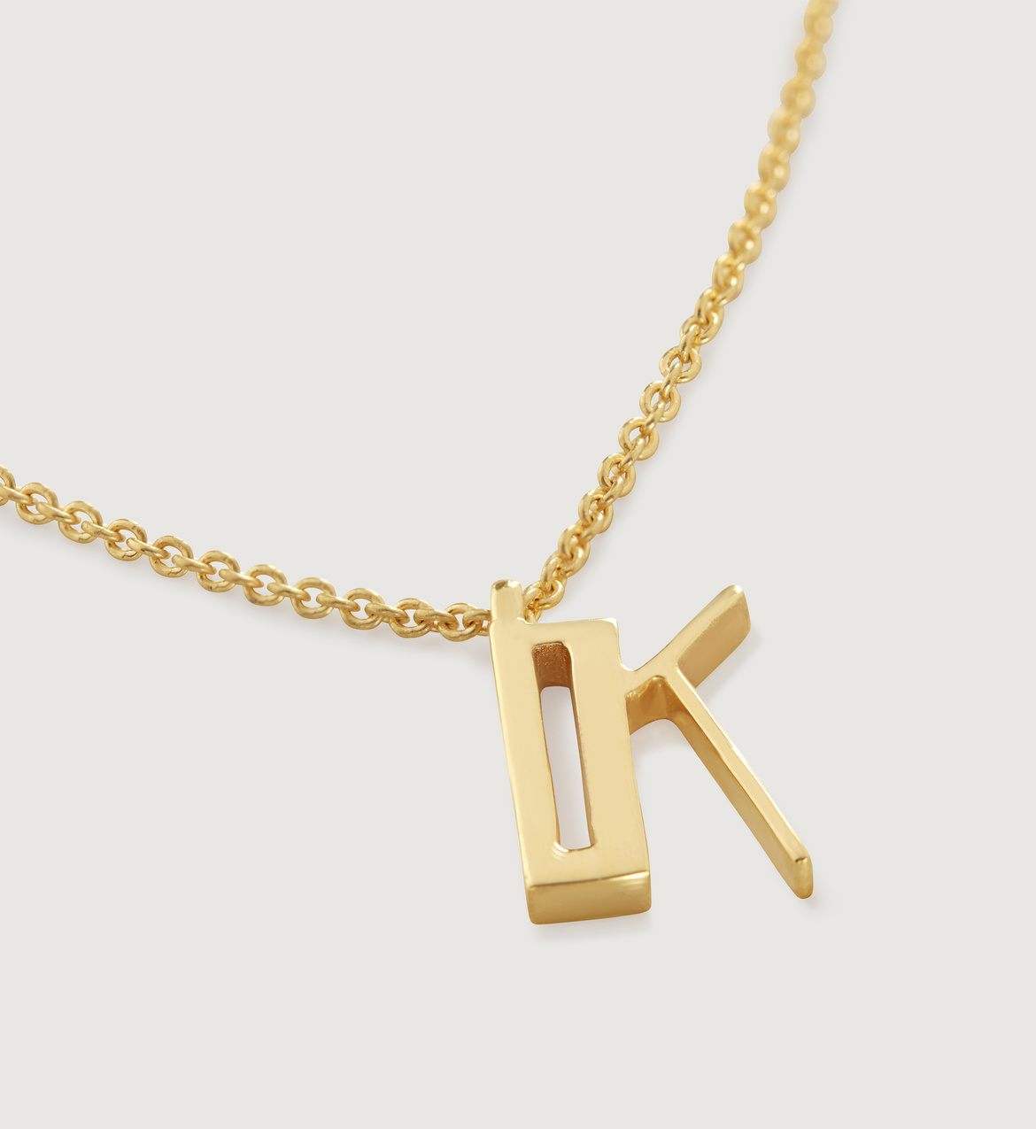 Initial K Necklace Adjustable 4146cm/1618” in 18ct Gold Vermeil on