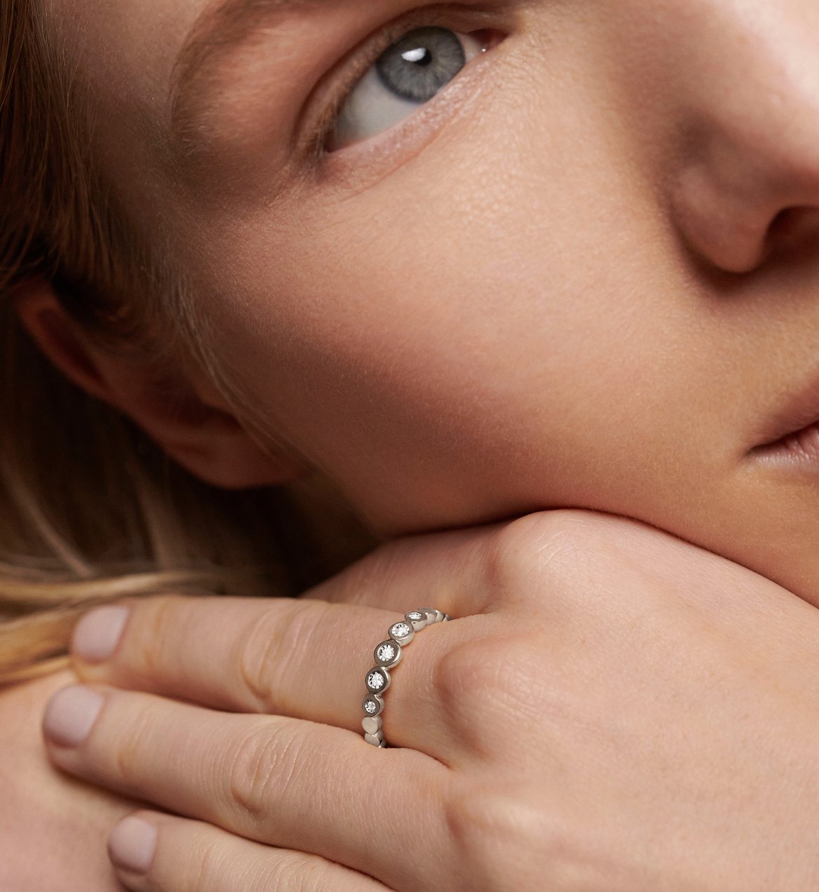 Graduated Diamond Half Eternity Ring in Sterling Silver and Lab Grown ...