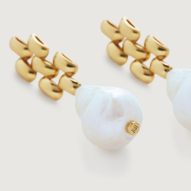 Heirloom Baroque Pearl Earrings in 18k Gold Vermeil on Sterling