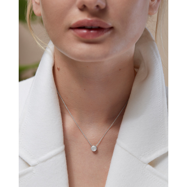 Fiji Button Diamond Necklace Adjustable 43cm/17' in Sterling