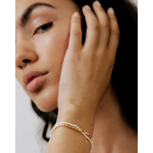 Mini Nugget Pearl Beaded Bracelet in 18k Gold Vermeil on