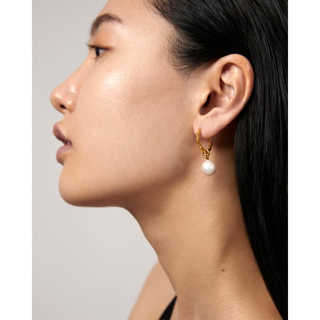 Siren Muse Pearl Ripple Small Hoop Earrings | Jewellery Sets