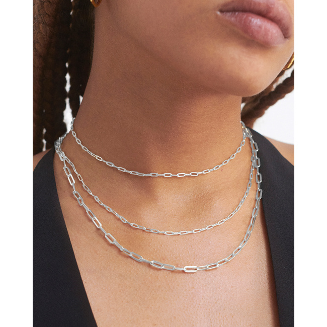 Mini Paperclip Choker Necklace Adjustable 41cm/16' in Sterling