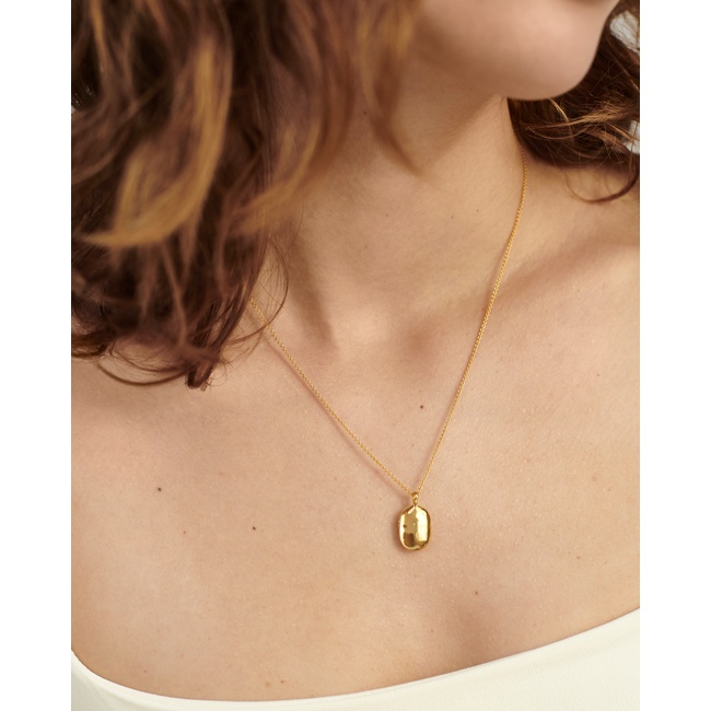 Monica Vinader Mini ID Locket Necklace in 18ct Gold Vermeil/Ss