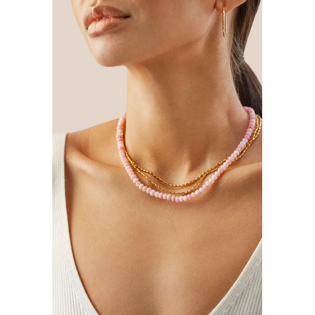 Love Beaded Gemstone Necklace adjustable 41-46cm/16-18' in 18k