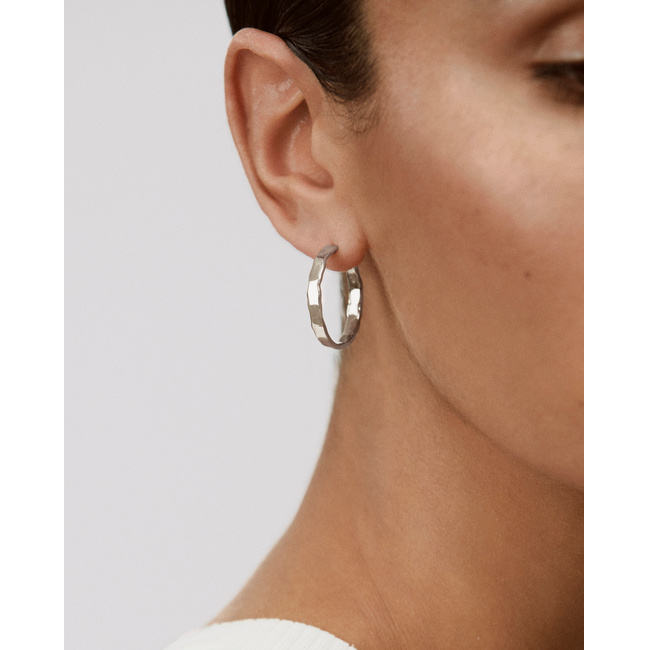 Siren Muse Wave Medium Hoop Earrings in Sterling Silver