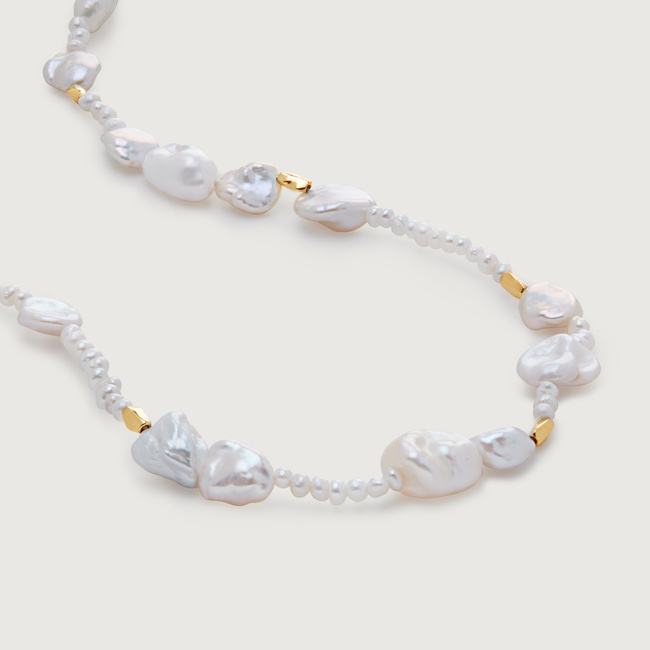 Pearl Scatter Necklace Adjustable 41-46cm/16-18' in 18k Gold
