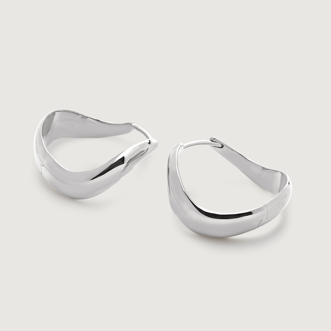 One Stroke Earring Medium　SILVER Swirl Medium Hoop Earrings in Sterling Silver | Jewellery by
