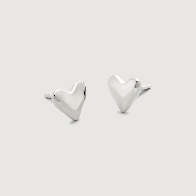 ★ROSEMONT★ Silver Heart Earrings Necklace Set RC24B16E SET Cubic Zirconia Heart Stud Earrings and Necklace Set in