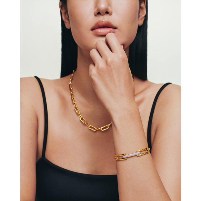 Signature Link Diamond Bangle in Sterling Silver and Lab Grown