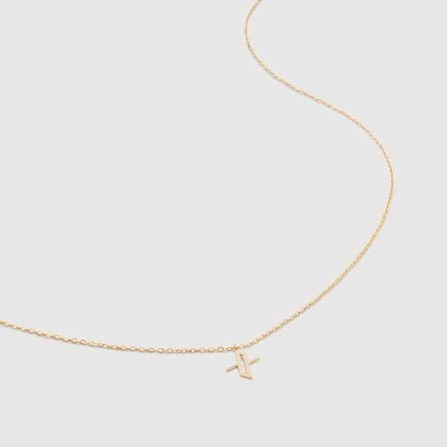 舐達麻 ネックレス (小) CLASSICLOGO NECKLACE Mini Initial X Chain Necklace in 14k Solid Gold | Jewellery by
