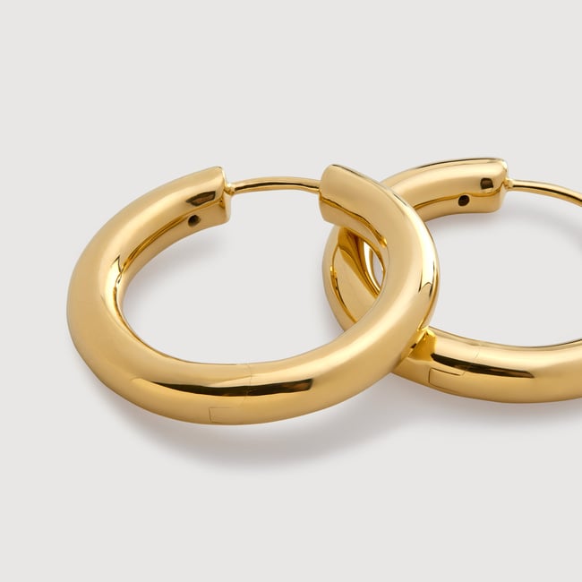 Essential Click Medium Hoop Earrings in 18k Gold Vermeil on Sterling Silver Jewellery by Monica Vinader