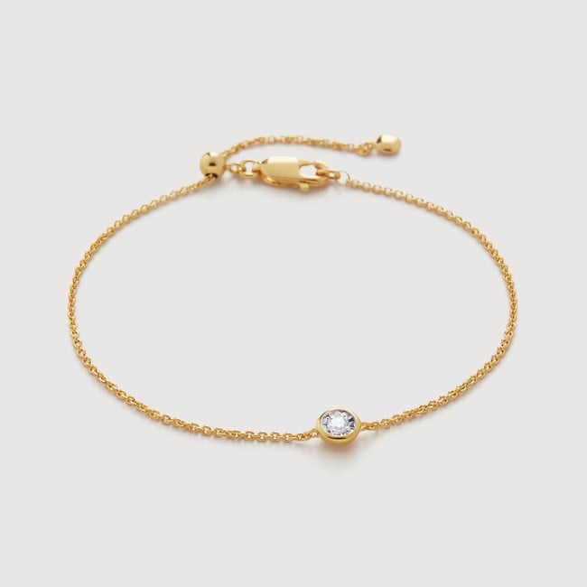Gold Vermeil Solitaire Diamond Chain Bracelet - Lab Grown Diamond