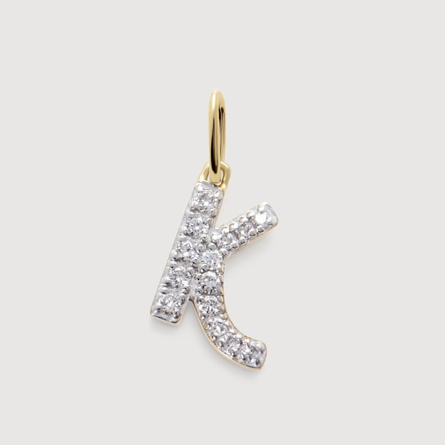 Gold Diamond Initial K Pendant - Lab Grown Diamond