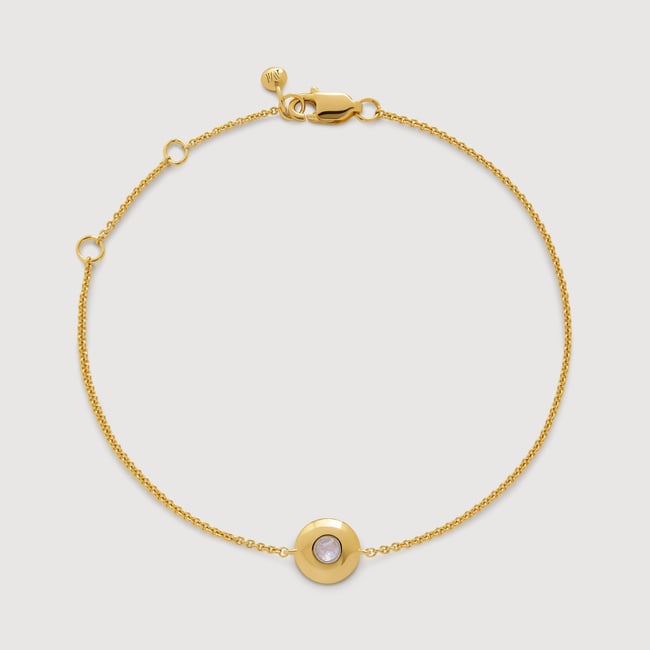Gold Vermeil June Birthstone Chain Bracelet - Moonstone