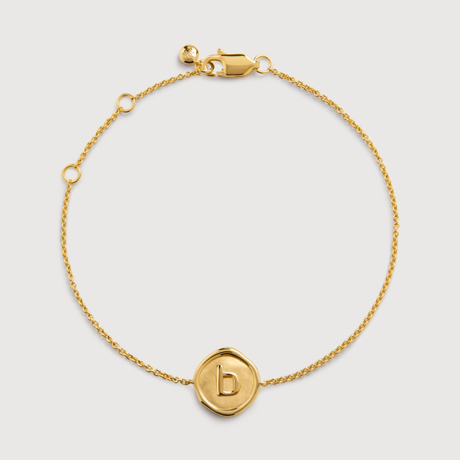 Initial Stamp B Chain Bracelet in 18k Gold Vermeil on Sterling