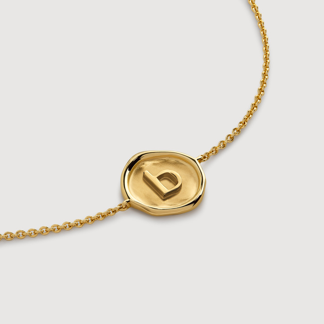 Initial Stamp B Chain Bracelet in 18k Gold Vermeil on Sterling