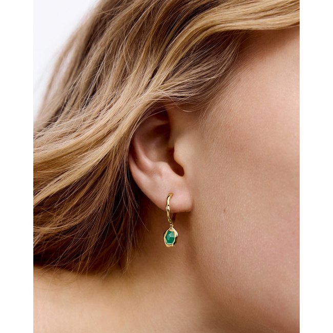 ポメころび様　グリーンバンデッドオニキス　チャーム　14kgf　他2点 Odyssey Huggies in 18k Gold Vermeil on Sterling Silver and Green