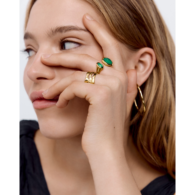 Odyssey Open Ring in 18k Gold Vermeil on Sterling Silver and Green