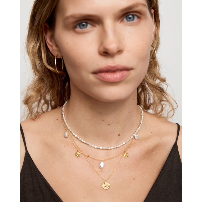 Capri Pearl Disc Necklace in 18k Gold Vermeil on Sterling Silver