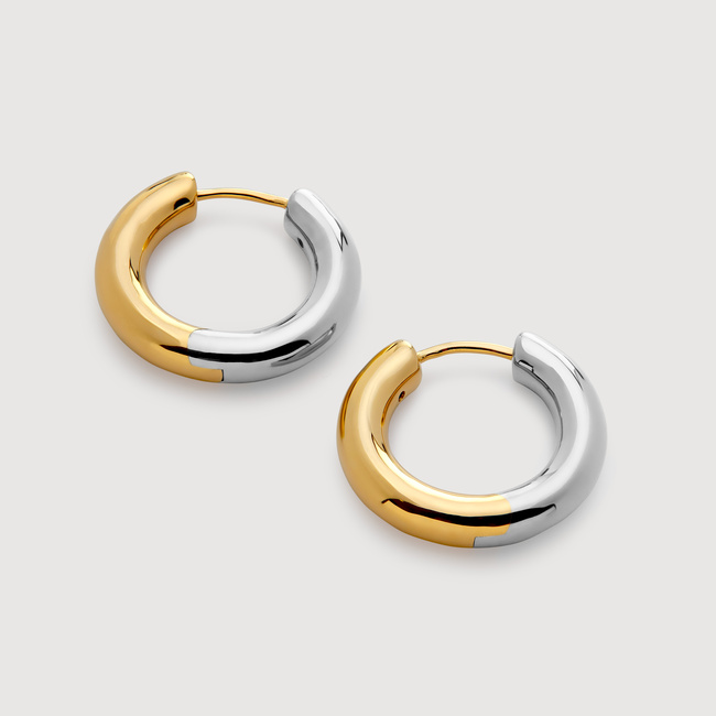 Mixed Metal Click Small Hoop Earrings in 18k Gold Vermeil on