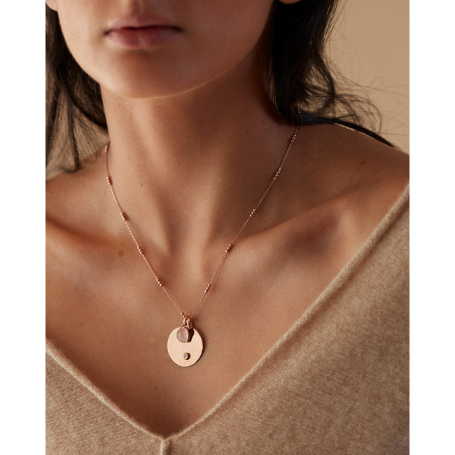 Triple Beaded Chain Necklace 18-20' in 18k Rose Gold Vermeil On