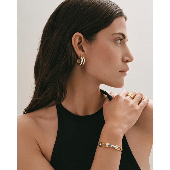 Signature Link Mixed Metal Bangle in 18k Gold Vermeil on Sterling