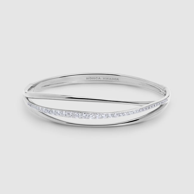 Sterling Silver Nura Wrap Pavé Diamond Bangle - Lab Grown Diamond