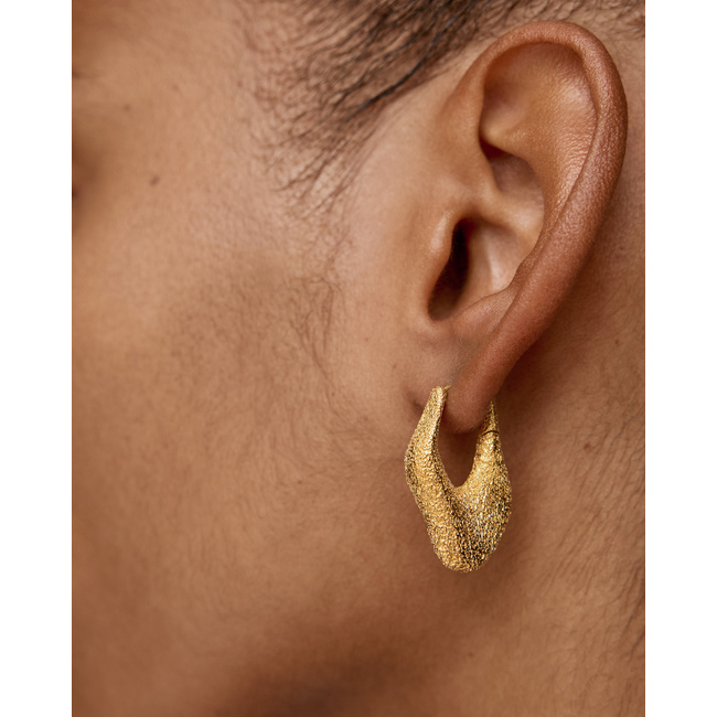 Hoop Earrings - Gold Medium in Silk LONE 18k ONESMF Vermeil on