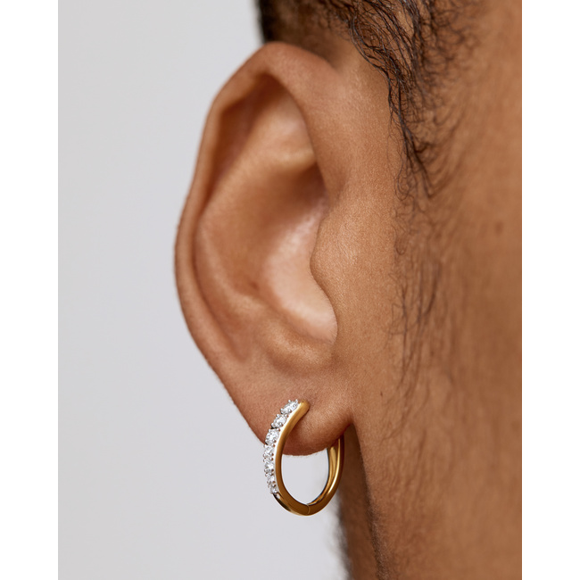 Riva Pavé Diamond Small Hoop Earrings in 18k Gold Vermeil on