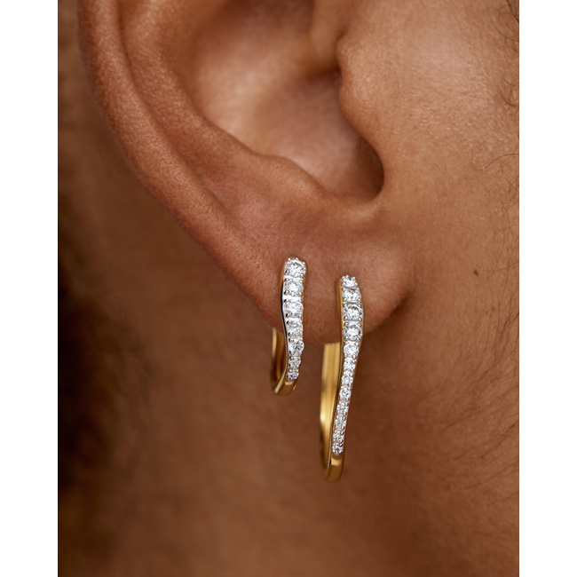Riva Pavé Diamond Small Hoop Earrings in 18k Gold Vermeil on